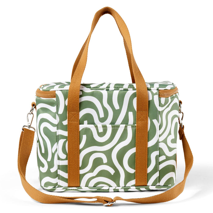Maxi Insulated Picnic Bag/Pumping Bag - Green Squiggle