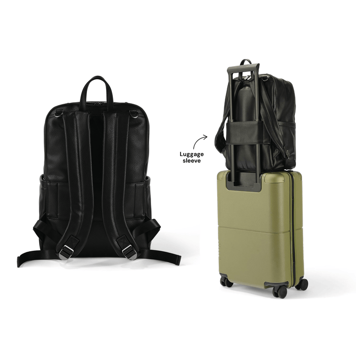 Multitasker Nappy Backpack - Black Vegan Leather