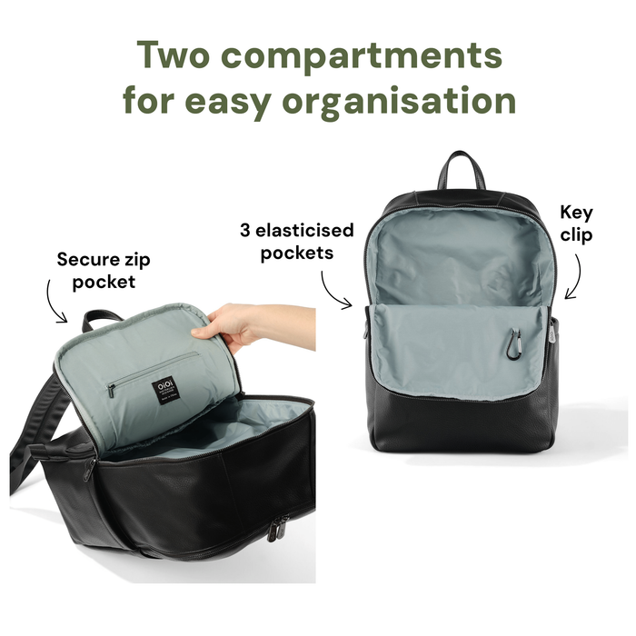 Multitasker Nappy Backpack - Black Vegan Leather
