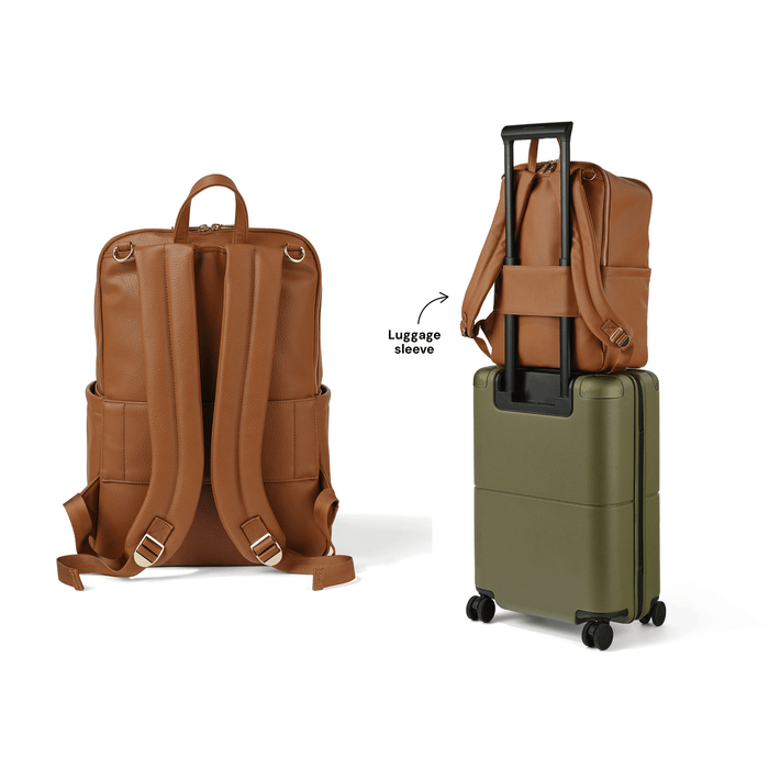 Multitasker Nappy Backpack - Chestnut Brown Vegan Leather