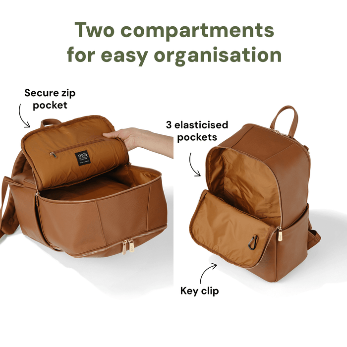 Multitasker Nappy Backpack - Chestnut Brown Vegan Leather