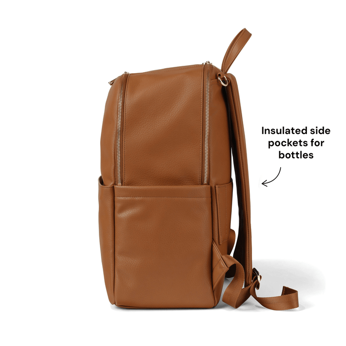 Multitasker Nappy Backpack - Chestnut Brown Vegan Leather