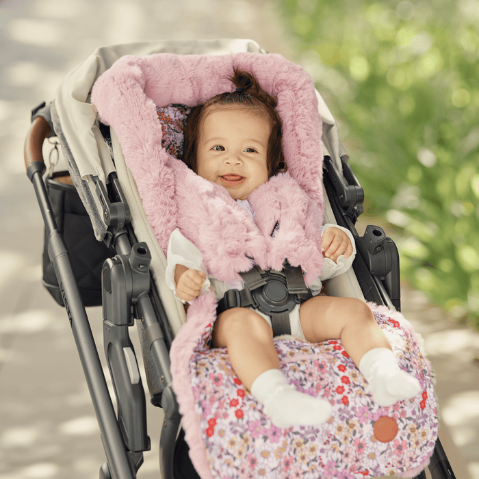 Reversible Pram Liner - Daisy/Faux Fur