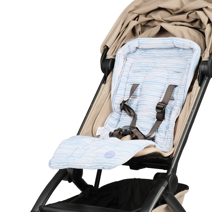 Reversible pram liner - Seashells/Blue Stripe (PRE-ORDER FOR FEBRUARY DELIVERY)