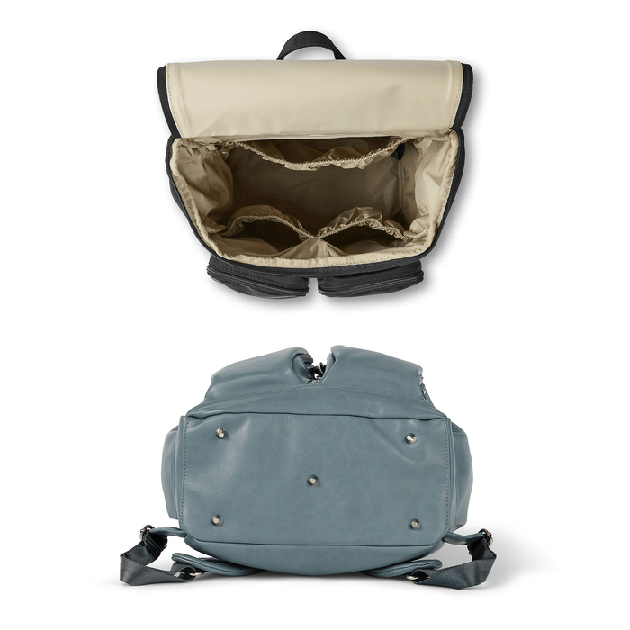 Signature Nappy Backpack - Stone Blue Vegan Leather