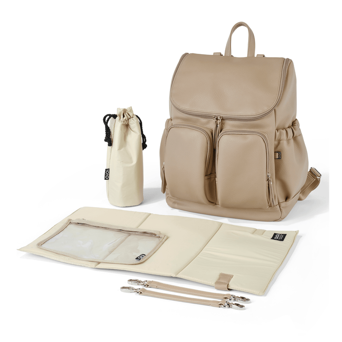 Signature Nappy Backpack - Oat Vegan Leather