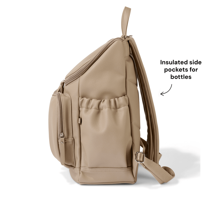 Signature Nappy Backpack - Oat Vegan Leather