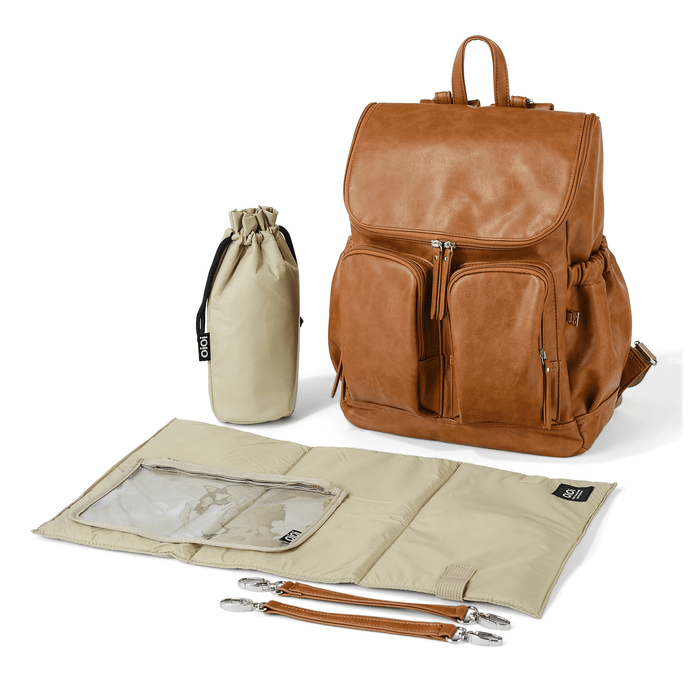 Signature Nappy Backpack - Tan Vegan Leather