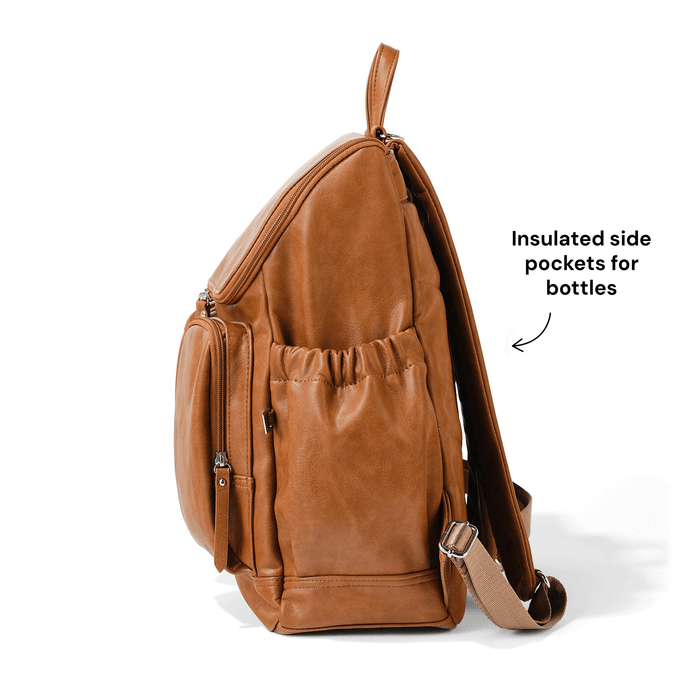 Signature Nappy Backpack - Tan Vegan Leather