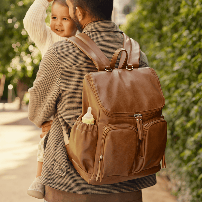 Signature Nappy Backpack - Tan Vegan Leather