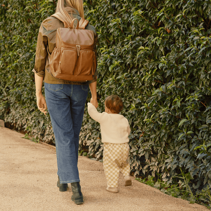 Signature Nappy Backpack - Tan Vegan Leather