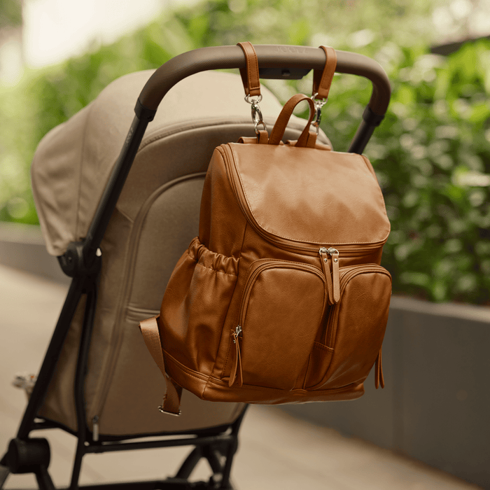 Signature Nappy Backpack - Tan Vegan Leather